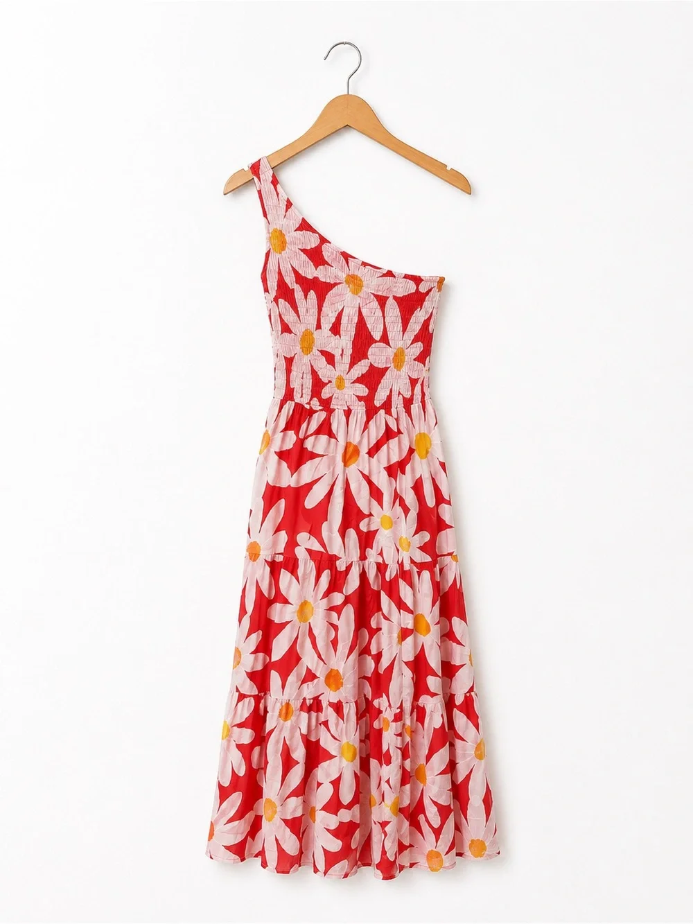 Floral One Shoulder Maxi Dress Size Small 100% Rayon
